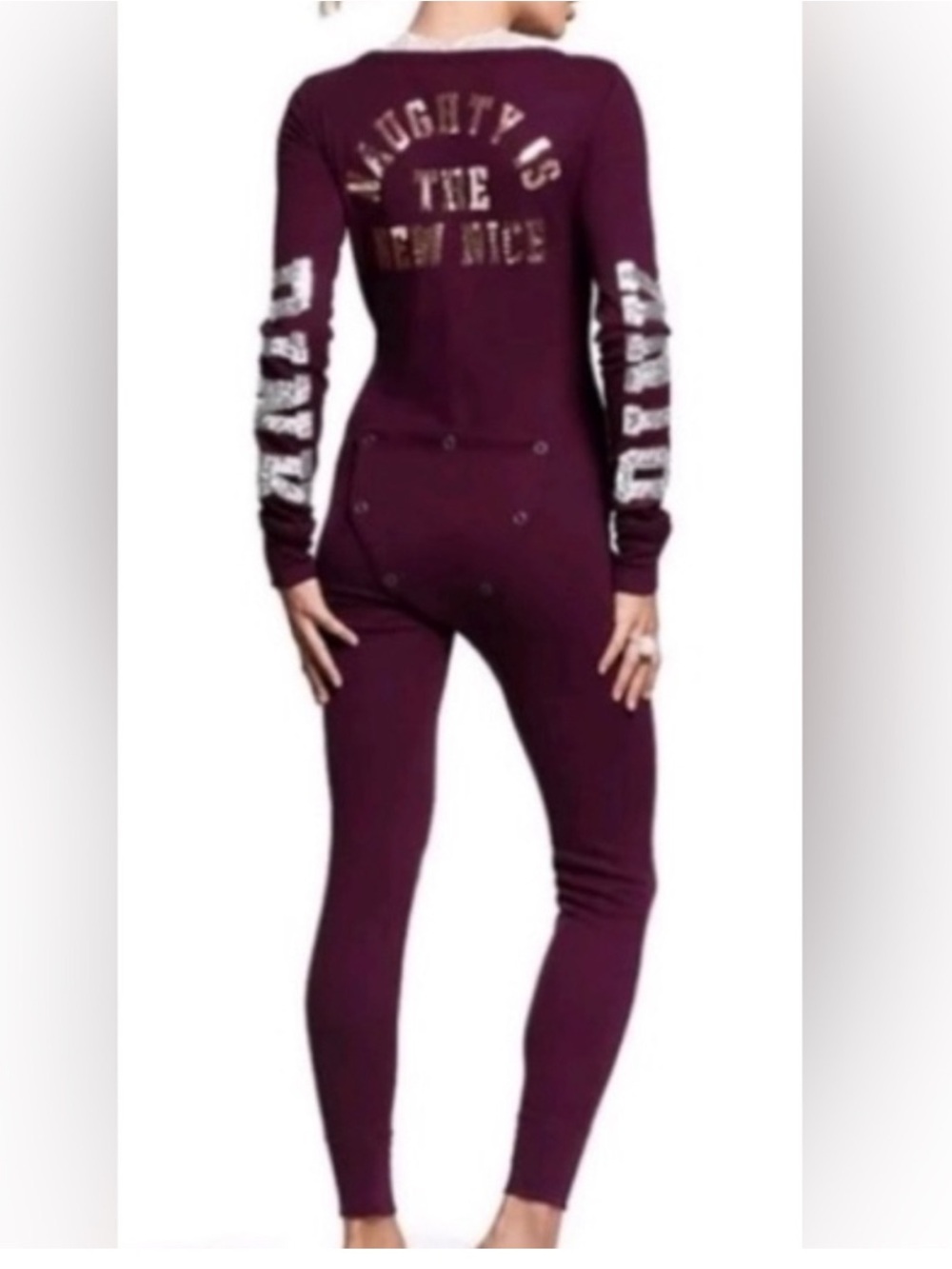 VS Pink Onesie (unbuttoned bottom)Jumpsuit with Sequin Detail